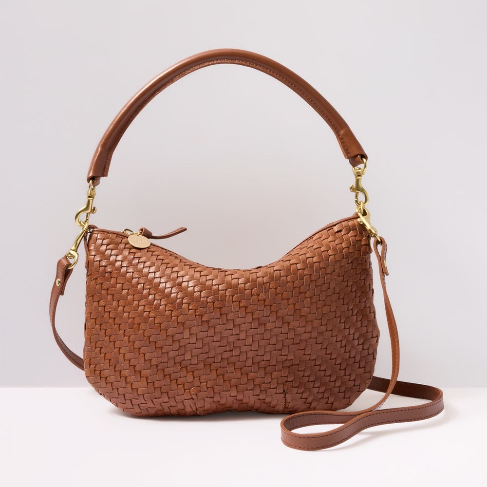 Clare V. Hazelnut Woven Zig Zag Petit Moyen Green Zipper NWT